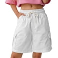 thumbnail image 2 of Girl's Wide Leg Shorts Cargo Casual Shorts Elastic Summer Bottoms with Pockets 5 16 Years Gymnastics Shorts for Girls 4t 13-14 Years, 2 of 9