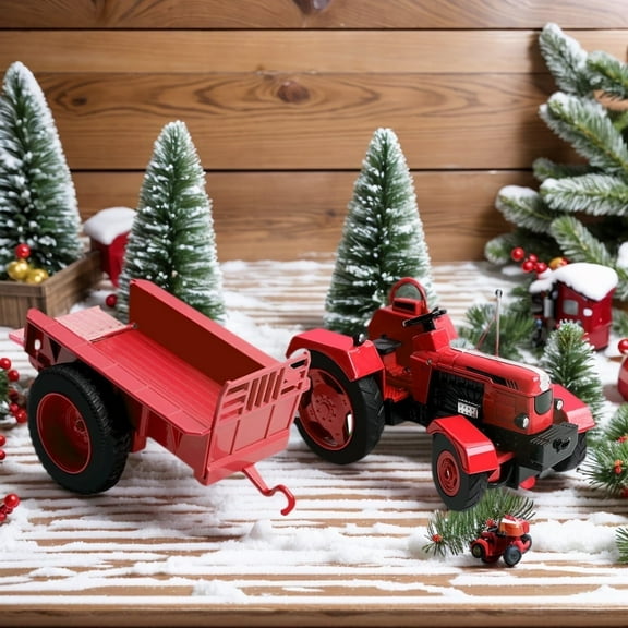 1:32 Metal Farm Tractor Model with Trailer – Realistic Die-Cast Farm Vehicle Collectible Display for Hobbyists and Model Enthusiasts