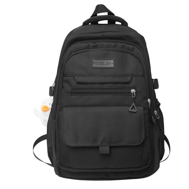 Mochila Mujer Moda Mochilas Escolares Impermeable con Colgante para Deportes (Negro)