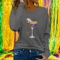 thumbnail image 4 of Xdegoge Mardi Gras Shirts for Women Long Sleeve Cocktail Mask Beads Print Loose Fit Tee Holiday Party Tops Casual Crewneck T-Shirt, 4 of 5