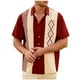 thumbnail image 1 of Camisas de Manga Corta Casual Suelto Impreso Botón Cuello de Vuelta, Poliéster Transpirable para el Entrenamiento Y Casual, 1 of 1