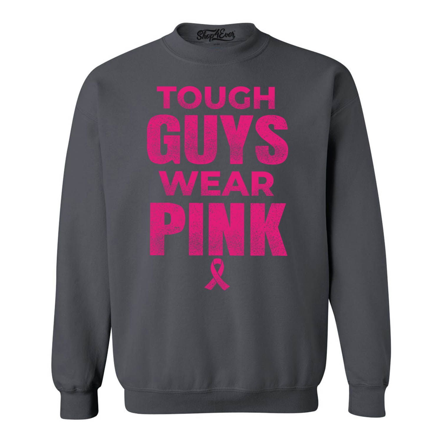 Men/'s Breast Cancer Awareness sweatshirt gray tough guys wear pink sweat shirt