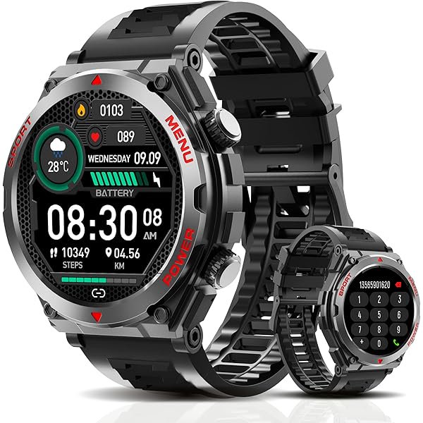 wonima11 Military Smart Watch, 1.52-Inch Smartwatch with Text and Call, 24/7 Heart Rate Sleep Monitor, Blood Oxygen, and Activity Trackers - Compatible with iPhone and Android, for Men and Women
