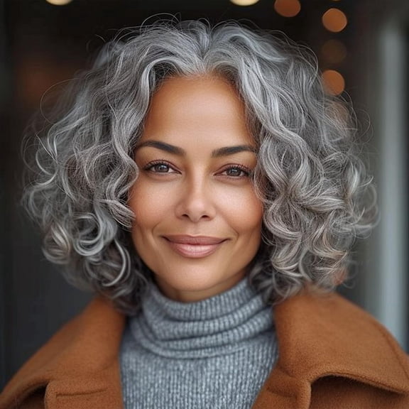 Women's Short Wavy Curly Bob Wig, Center-Parted Synthetic Wig, Natural Realistic Wig for Everyday Wear and Parties