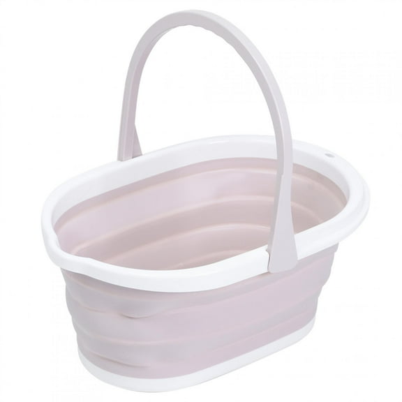 Barril de cubo de agua de limpieza de fregona plegable portátil para el hogar para uso en el baño rosa claro