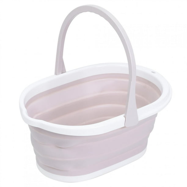 Cubo de agua portátil para fregona plegable para limpieza doméstica, color rosa claro