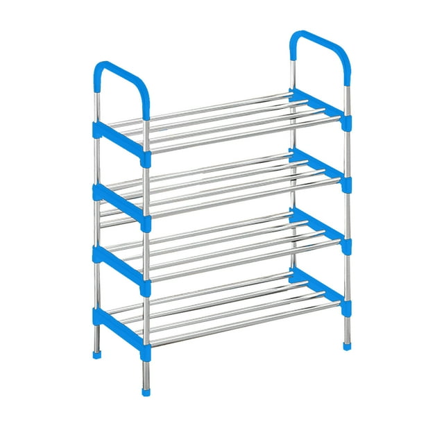4 Tier Metal Shoe Rack for Entryway & Dormitory, Multi-Functional Shoe Storage Organizer with Space-Saving Design, Heavy-Duty Frame for 8 Pairs of Shoes, Easy Assembly