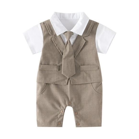 Boy Baby Clothes Button down Shirt with Bowtie Vest Pants 4 Pieces Gentleman Outfit Set Baby Boy Newborn Outfit for Boys 0-3 Months