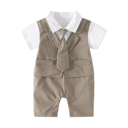 

TSADFHJI Fall Baby Boy Clothes 3-6 Months Rompers Christmas Rompers for Boys 18-24 Months Baby Boy Gentleman White Shirt Vest Bowtie Tuxedo Jumpsuit Overall Romper 12-18 Months