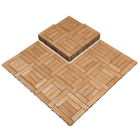 27PCS Decking Flooring Deck Patio Tiles Solid Wood and Plastic Indoor Outdoor 12 x