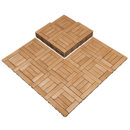 House Floor - 27PCS Decking Flooring Deck Patio Tiles Solid Wood and Plastic Indoor Outdoor 12 x 12