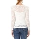 thumbnail image 3 of INSPIRAR CHIC Blusas de Encaje Floral Semitransparentes de Manga Larga con Volantes para Mujeres 2XL Blancas, 3 of 8