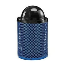 Global Industrial GBE261948BL Outdoor Diamond Steel Trash Can, 36 gal, Dome Lid, Blue