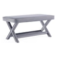 thumbnail image 1 of Manhattan Comfort Abigail Double Ottoman Bench with Solid Wood Frame in Gray, 1 of 19
