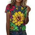 thumbnail image 3 of Flower Power T-Shirt O Neck Oversize T-Shirts Short Sleeve Classic Tees Women Summer Graphic Tops, 3 of 5