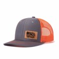 thumbnail image 5 of Fishing-themed leather patch Leather Patch Embroidered Color Block Trucker Hat Unisex Adjustable Cotton Breathable Fashion Cap for Travel Daily Wear, 5 of 10