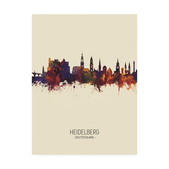 Trademark Fine Art 'Heidelberg Germany Skyline Portrait III' Canvas Art by Michael Tompsett