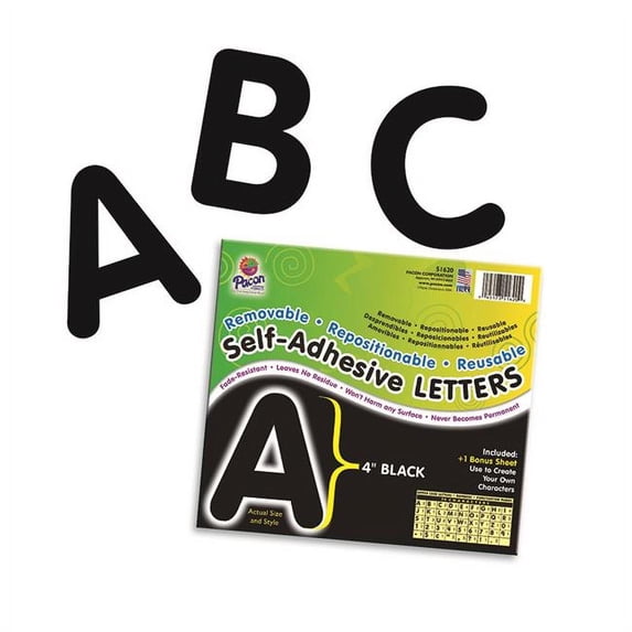 Pacon PAC51620BN 4 in. Self Adhesive Letter, Black - Pack of 2