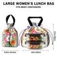 thumbnail image 5 of Pioneer Flower Drawstring Lunch Bag Women - Drawstring Lunch Bag Insulated for Work Office - Stain-Resistant Large Lunchbags for Women with Multi-Pockets, 5 of 6