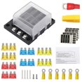 thumbnail image 1 of 6 Way Blade Fuse Block Fuse Box Holder with LED Indicator 16Pcs Fuses for Automotive Car Truck Boat Marine RV Van 12V 24V, 1 of 9
