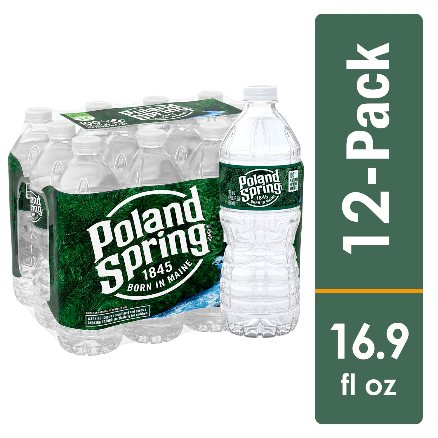 POLAND SPRING Brand 100% Natural Spring Water, 16.9-ounce plastic bottles (Pack of 12)