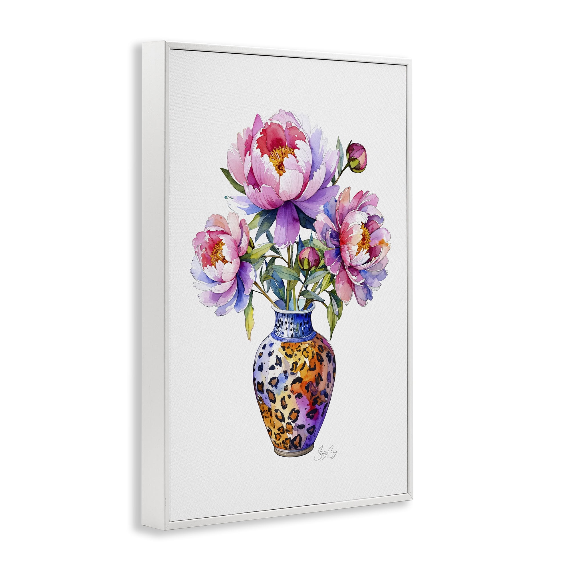 Stupell Industries Fierce Blooms Flower Vase White Framed Giclee Art, design by Shelly Craig