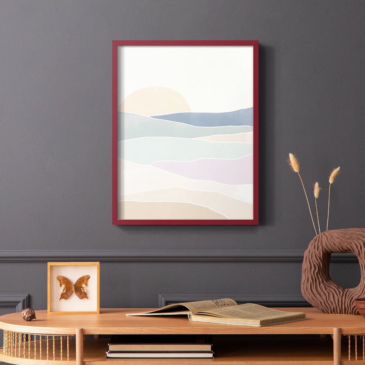 Wave Tableau I Framed Print in Red Solid Wood 11 x 14 Framed Print
