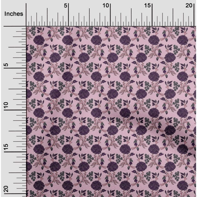 oneOone Cotton Poplin Fabric Leaves & Floral Block Printed Craft Fabric BTY 56 Inch Wide