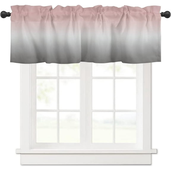 Valance Curtains for Kitchen Windows Gray Pink Ombre Window Valances Color Window Treatment Rod Pocket Valance for Bedroom Bathroom Laundry Room 54x18 inch, 1 Panel