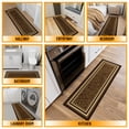 thumbnail image 2 of Ottomanson Border Bathroom Runner Rug 20" x 53" - Non Slip Low Pile Carpet, Dark Brown, 2 of 13