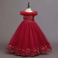 thumbnail image 5 of JAJAHO Girls Sequin Dresses Sparkly Tulle Birthday Princess Party Dress Fuzzy Trim Maxi Ball Gown Flower Girl Dress For Wedding Party Prom 3-12Y, 5 of 9