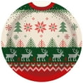 thumbnail image 6 of CC HOME Christmas Theme Red Green Sweaters pattern Tableware set serves for-16 Disposable Paper Plates Cups Napkins for Winter Xmas Theme Party Supplies, 6 of 7