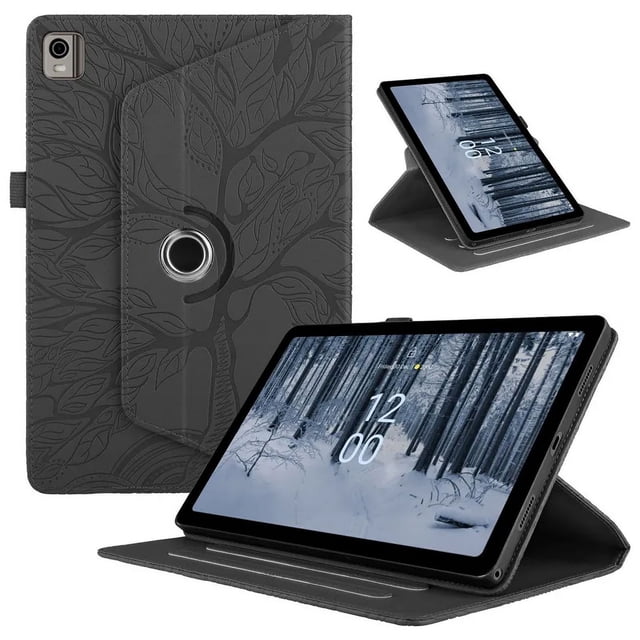For Nokia T21 Tablet Case 10.4 inch Emboss Tree 360 Rotating Stand Tablet Coque For nokia t21 Case For Nokia T20 T 20 10.4" black For Nokia T21