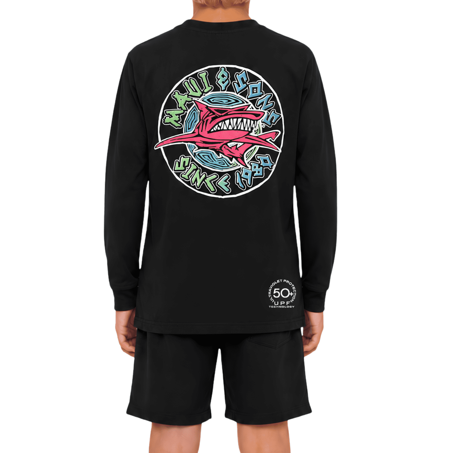 Maui and Sons Sharkin Long Sleeve Sun Shirt for Boys Made With 50+ UPF Protection Moisture Wicking Fabric Designed for Everyday Comfort