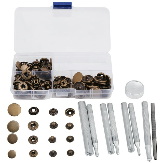 40 Sets Press Stud Snap Button Popper Fastener Leather Jeans Accessories Base Tool Bronze Color