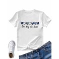 thumbnail image 7 of Women's T-Shirt One Day At A Time Minimalism Blue Heart Short Sleeve Casual Tee Classic Crew Neck T Shirt for Women White, 2XL, 7 of 7