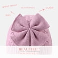 thumbnail image 3 of Baby Girl Winter Hat Cute Bow Infant Beanie Warm Knitted Hats for Toddler Kids Girls 0-6 Years (Purple,S), 3 of 6