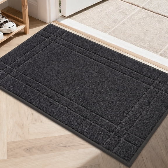 FLOORHUG Indoor Doormat, 20"x 32" Non-Slip Entry Mat, Absorbent Dirt-Resistant Door Mat, Machine Washable, Floor Mat for Front Door, Dog Door Mat, Dark Gray