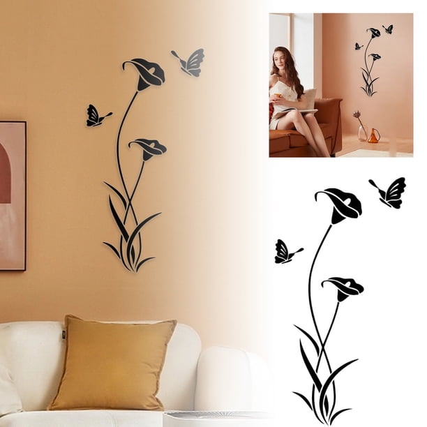Adhesivos decorativos con diseño floral para salón, dormitorio y baño. Decoración estética para el hogar. Material acrílico. Impresionante decoración de pared.