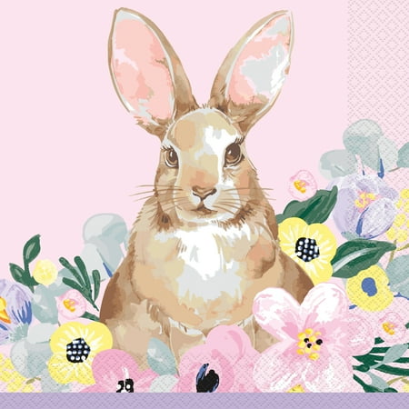 Watercolor Easter Bunny Paper Dinner Napkins, 8in, 16ct