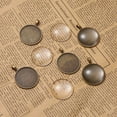 thumbnail image 3 of 5 Set DIY Pendant Making Tibetan Style Alloy Pendant Cabochon Settings and Transparent Glass Cabochons Flat Round Antique Bronze Tray: 30mm 42x33x2mm Hole: 3.5x5mm 29.5x7mm, 3 of 5