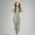 thumbnail image 2 of Coerni Boys Girls Fleece Onesie Warm Winter Sherpa Fleece Bed Jumpsuit Kids Plain Zip Up Long Sleeve Cute Bear Hooded Rompe𝐫, 2 of 5