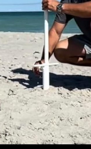 Strand Umbrella 9ft Adjustable White Coated Beach Flag Pole Holder
