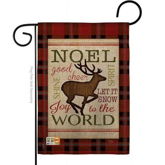 Breeze Decor BD-XM-G-114182-IP-DB-D-US18-SB 13 x 18.5 in. Cheer to Reindeer Burlap Winter Christmas Impressions Decorative Vertical Double Sided Garden Flag