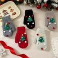 thumbnail image 4 of Cadancy Mittens for Women Xmas Tree Festival Cute Knitted Soft Winter Warm Gloves Elastic Cuffs Cold Weather Thick Holiday Party Cozy Christmas Gifts, 4 of 4