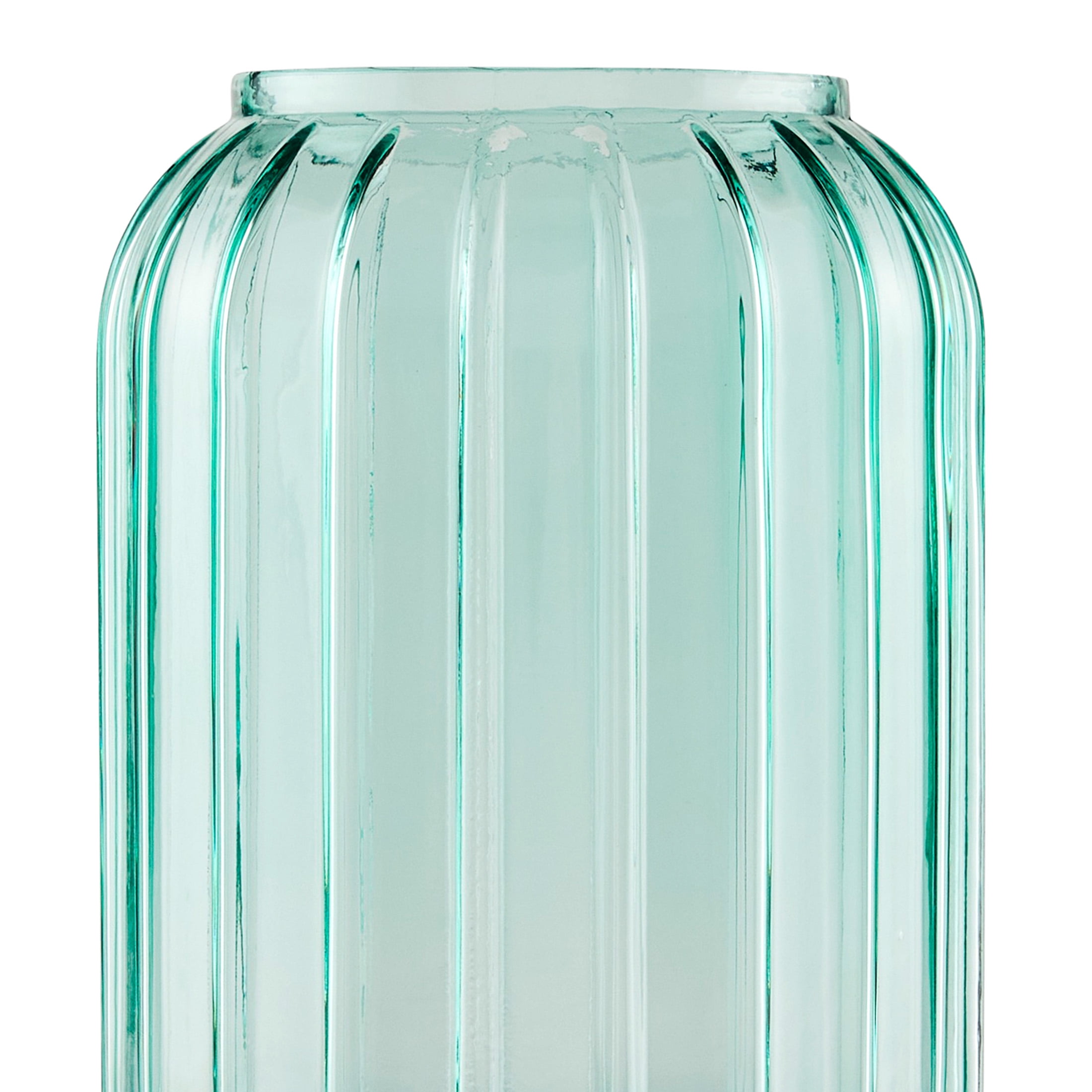 Mainstays by Becky G. & Alejandra 8.5" Rechargeable Green Lily Ribbed Glass Uplight, Gold Metal Base