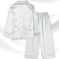thumbnail image 2 of Gyratedream 3-14Y Child Girl Boy Silk Satin Button Down Long Sleeve Pajamas Set Sleepwear, 2 of 8