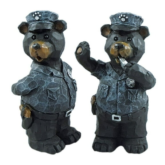 Set of 2 POLICE OFFICER BLACK BEAR Woodland Figurines by Lipco