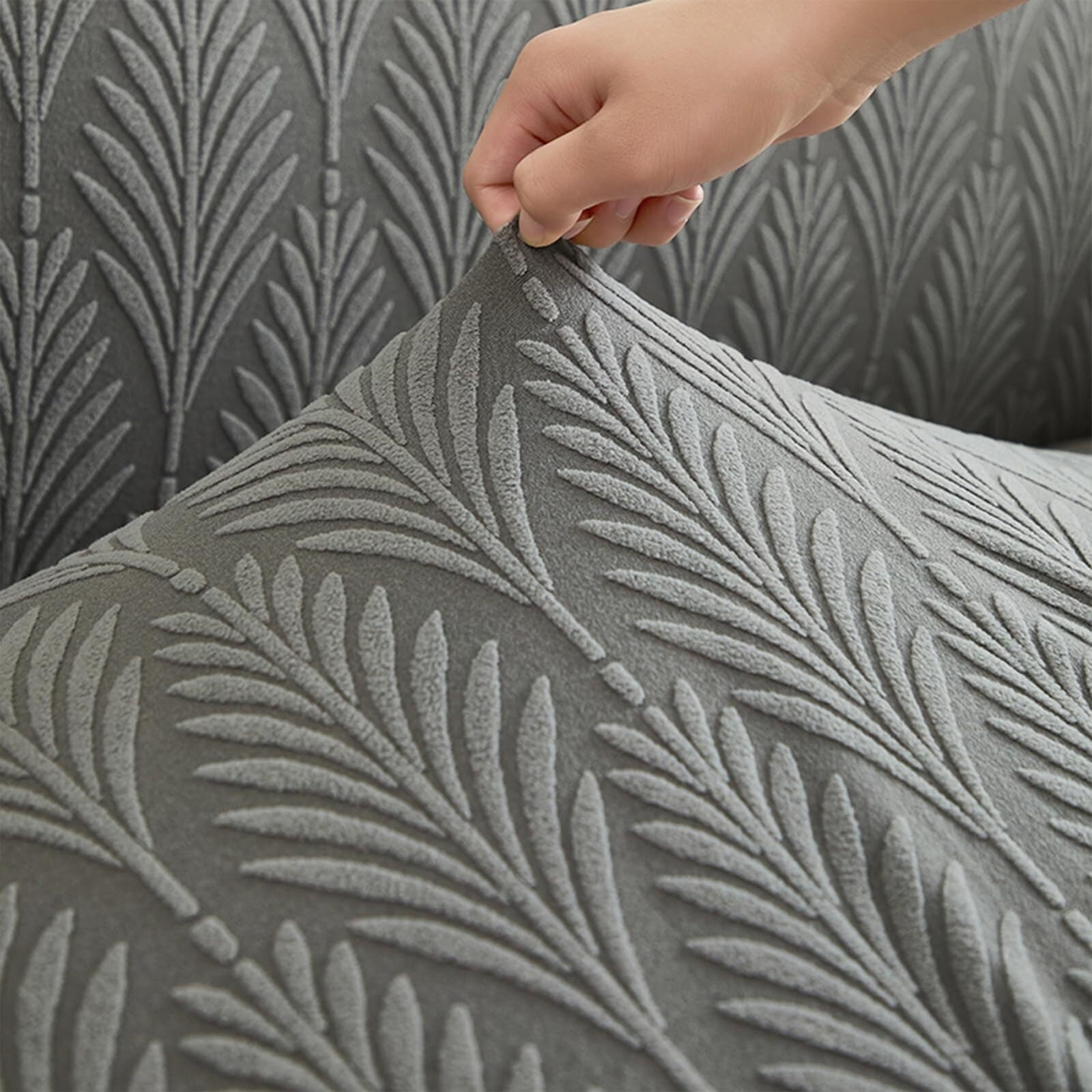 LKJYER Stretch Sofa Couch Slipcover with Skirt, Non-Slip Jacquard Universal Soft Sofa Cover with Elastic Bottom, Pet Proof Washable Breathable Furniture Protector for Living Room,