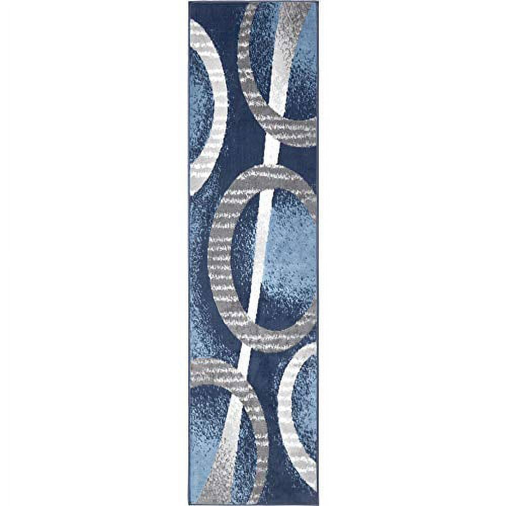 Home Dynamix Premium Indus Contemporary Geometric Runner Area Rug, Blue/Grey, 1'9"x7'2"